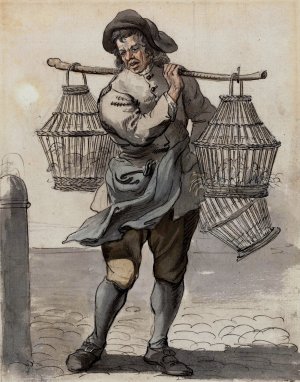 A Poultry Seller by Paul Sandby Oil Painting