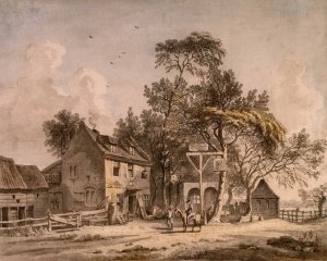 A Public House by Paul Sandby Oil Painting