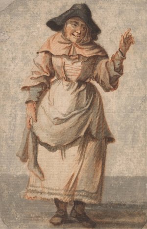 An Old Market Woman Grinning and Gesturing with her Left Hand by Paul Sandby Oil Painting