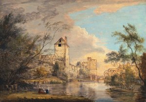 An Unfinished View of the West Gate, Canterbury by Paul Sandby Oil Painting