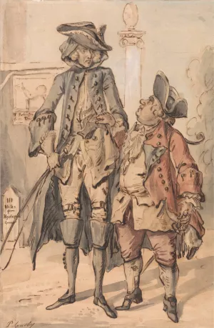 Caricature of George Bubb Dodington and Sir Thomas Robinson by Paul Sandby Oil Painting