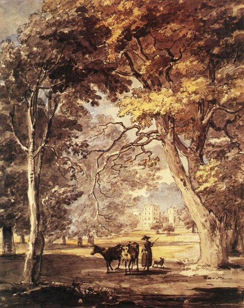 Cow-Girl in the Windsor Great Park by Paul Sandby - Hand-Painted Oil Painting Reproduction