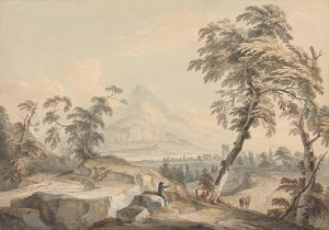 Italianate Landscape with Travelers, No. 1 by Paul Sandby Oil Painting