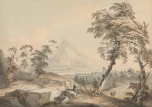 Italianate Landscape with Travelers, No. 1 by Paul Sandby Oil Painting
