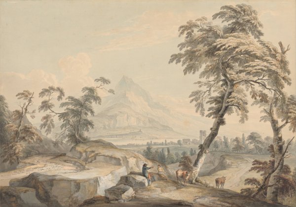 Italianate Landscape with Travelers, No. 1 by Paul Sandby - Hand-Painted Oil Painting Reproduction