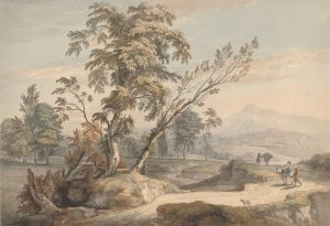 Italianate Landscape with Travellers no. 2 by Paul Sandby Oil Painting