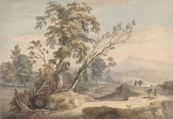 Italianate Landscape with Travellers no. 2  by Paul Sandby - Hand-Painted Oil Painting Reproduction