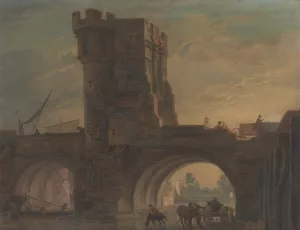 Old Bridge at Shrewsbury by Paul Sandby Oil Painting