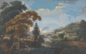 One of Six Remarkable Views in the Provinces of New York, New Jersey and Pennsylvania from SCENOGRAPHI AMERICANA by Paul Sandby Oil Painting