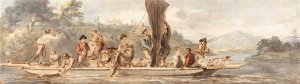 River Ferry with Many Passengers and Animals by Paul Sandby Oil Painting
