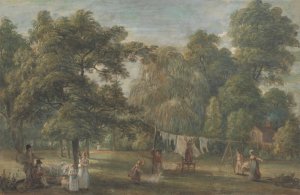 The Garden of Thomas Sandby's House at Englefield Green near Windsor by Paul Sandby Oil Painting
