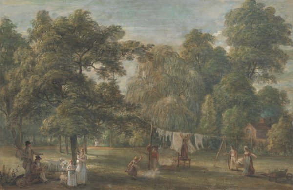 The Garden of Thomas Sandby's House at Englefield Green near Windsor by Paul Sandby - Hand-Painted Oil Painting Reproduction