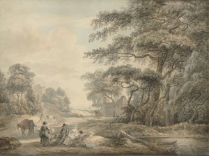 Travellers Halted in a Wooded Landscape by Paul Sandby Oil Painting