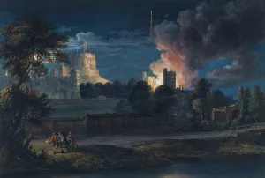 Windsor Castle from Datchet Lane on a rejoicing night, 1768 by Paul Sandby Oil Painting