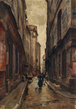 La rue Beaubourg a l'angle de la rue Simon-le-franc Oil painting by Paul Schaan