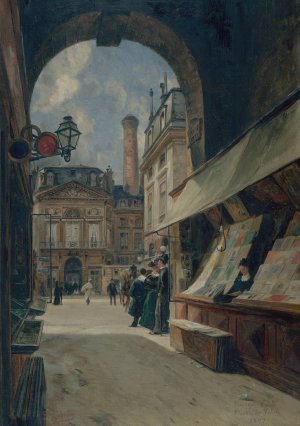 Le passage Verite et la place de Valois by Paul Schaan Oil Painting