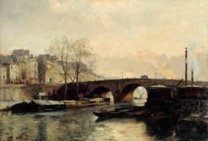 Le pont Marie vu du quai des Celestins by Paul Schaan Oil Painting