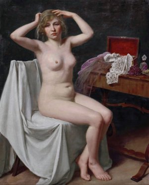 Frauenakt mit Schleier by Paul Scholz Oil Painting