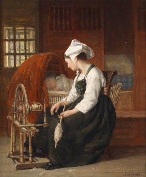 Die junge Mutter by Paul Seignac Oil Painting