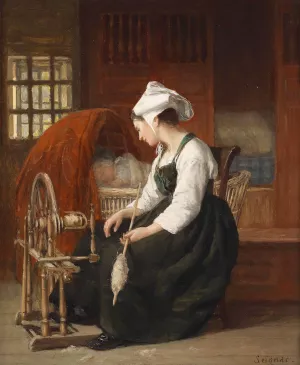 Die junge Mutter by Paul Seignac Oil Painting