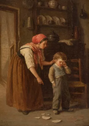 The Broken Dish by Paul Seignac Oil Painting