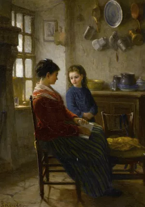 The Reading Lesson by Paul Seignac Oil Painting