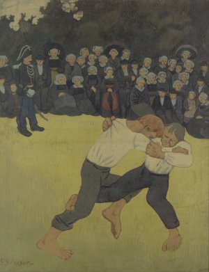 Breton Wrestling by Paul Serusier Oil Painting