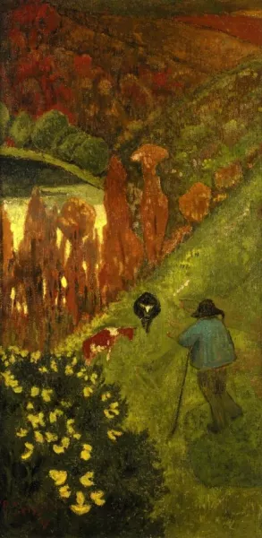 Shepherd in the Valley of Chateauneuf Oil painting by Paul Serusier