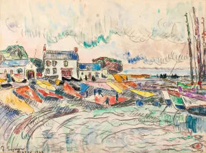 Groix, Le Nettoyage Des Voiles by Paul Signac Oil Painting
