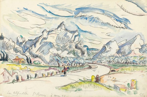 Les Alpilles Vue Depuis Saint-Remy-De-Provence  by Paul Signac - Hand-Painted Oil Painting Reproduction