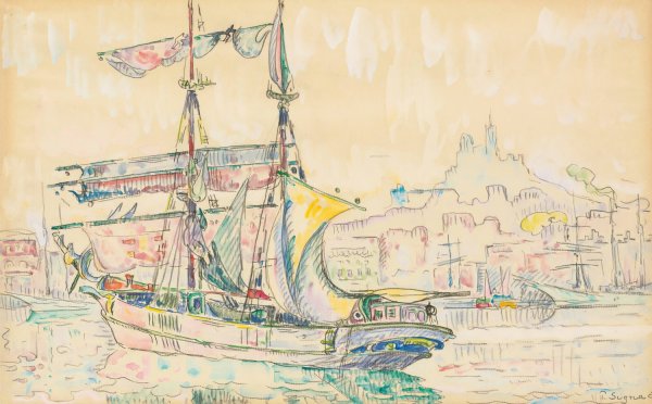 Marseille. Voilier  by Paul Signac - Hand-Painted Oil Painting Reproduction
