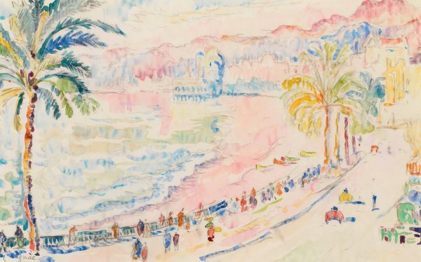 Nice, La Promenade Des Anglais by Paul Signac - Hand-Painted Oil Painting Reproduction