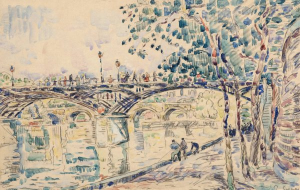 Paris, le Pont des Arts  by Paul Signac - Hand-Painted Oil Painting Reproduction