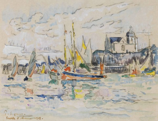 Sables D'olonne, Vue De Port  by Paul Signac - Hand-Painted Oil Painting Reproduction