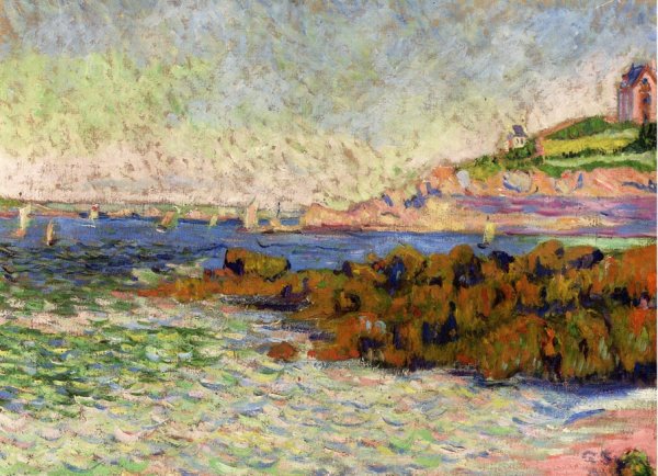 Main Product Photo of Saint-Briac, la Balise Le Cheval Painting by Paul Signac