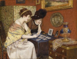Was steht in den Karten by Paul Spangenberg Oil Painting