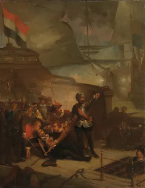Maarten Harpertsz. Tromp sneuvelt, Anno 1653 by Paul Tetar Van Elven Oil Painting