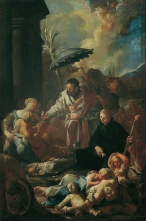 Der heilige Franz Xaver unter den Pestkranken in Goa by Paul Troger Oil Painting