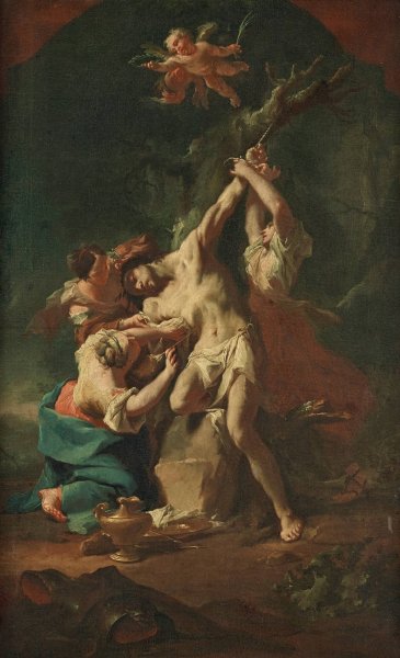 Main Product Photo of Der heilige Sebastian und die Frauen  Painting by Paul Troger