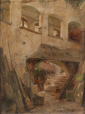 Blick in einen Innenhof in der Wachau by Paul Unbereit Oil Painting