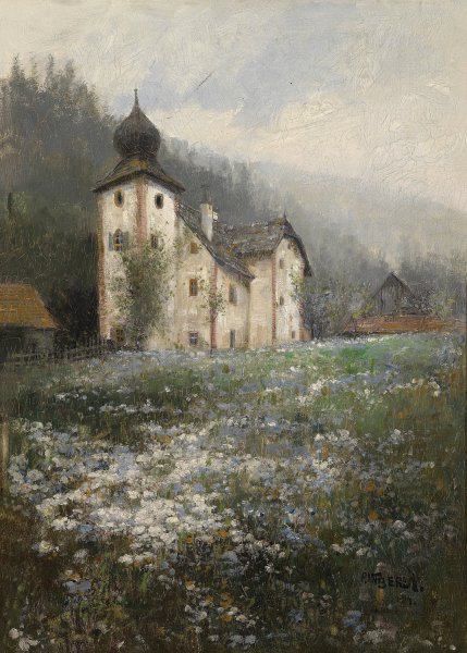Kirche am Hugel by Paul Unbereit - Hand-Painted Oil Painting Reproduction