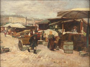 Naschmarkt in Wien by Paul Unbereit Oil Painting