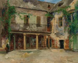 Romantischer Innenhof in der Wachau by Paul Unbereit Romantischer Innenhof in der Wachau Oil painting by Paul Unbereit