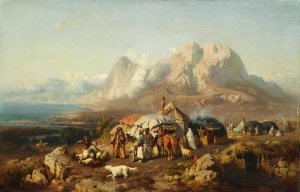 A Camp in the Caucasus by Paul Von Franken Oil Painting