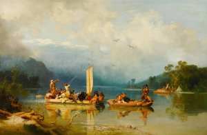 A Hunting Party in the Caucasus by Paul Von Franken Oil Painting