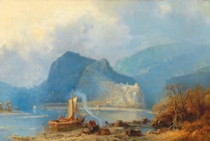 Mountain lake in the Caucasus by Paul Von Franken Oil Painting