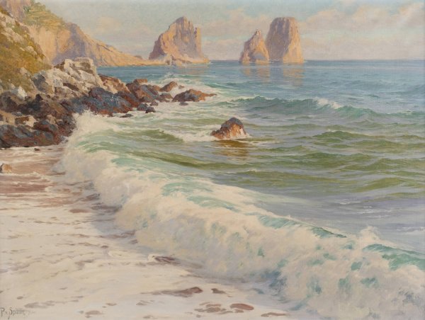 Main Product Photo of Coast at Capri with Faraglioni rocks Painting by Paul Von Spaun
