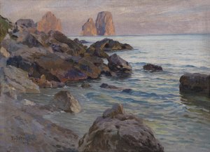 Farglioni-Felsen bei Capri by Paul Von Spaun Oil Painting