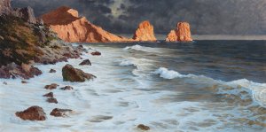 Kuste bei Capri by Paul Von Spaun Oil Painting