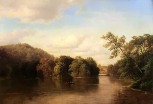 Boating Down the River by Paul Weber - Oil Painting Reproduction